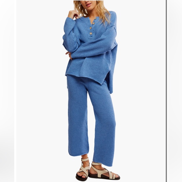 Free People Other - Free People Blue Knit Set